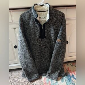Orvis Men's Black and Gray Quarter Zip-Up Sweater